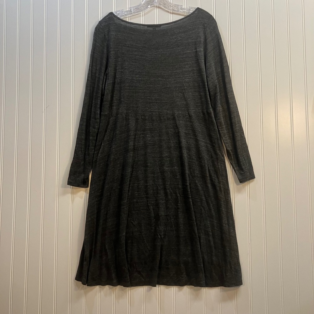 Eileen Fisher Gray Viscose Long Sleeve Tunic Dress Scoop Neck M Luxury Lagenlook - Picture 2 of 8